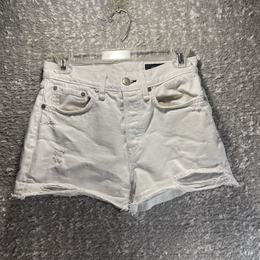 Rag & Bone Maya High Rise Shorts In White 25 Denim Distressed Beach Vacation
